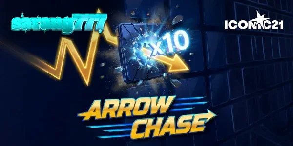 Tampilan visual permainan Arrow Chase yang menampilkan kisi-kisi blok pengali dan panah dinamis.